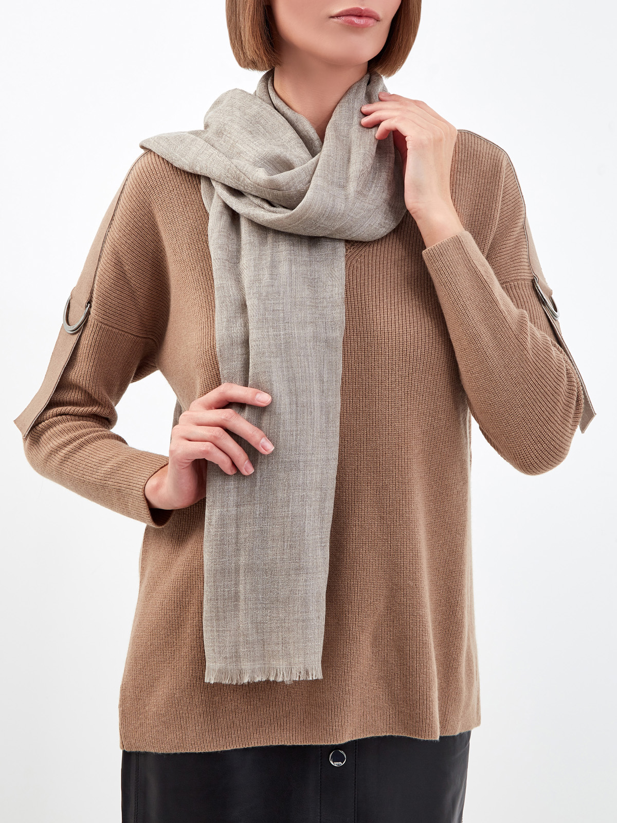 Фактурный шарф из кашемировой пряжи ETRO, цвет бежевый, размер 48;50;52;54;56 - фото 2