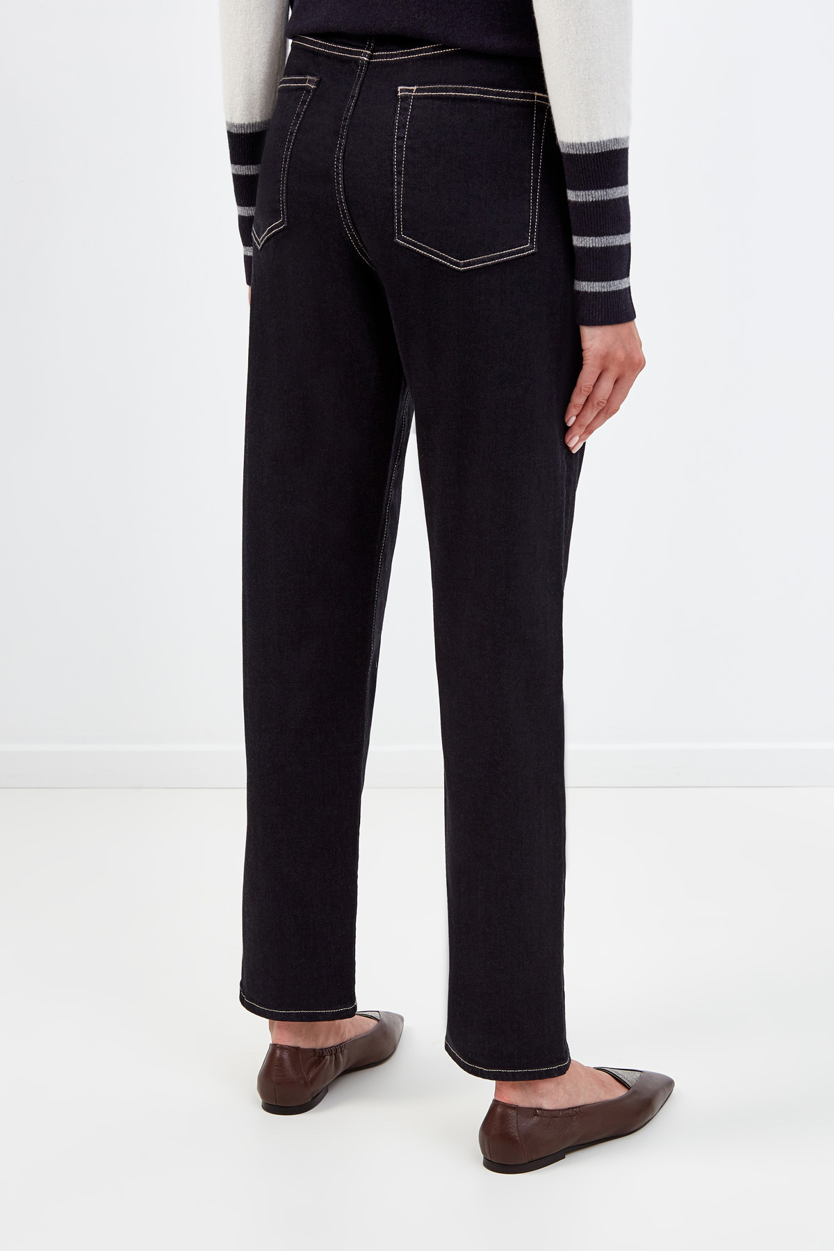 Прямые джинсы из денима-stretch с фурнитурой в виде звезд LORENA ANTONIAZZI, цвет черный, размер 38;36;40;42 - фото 4