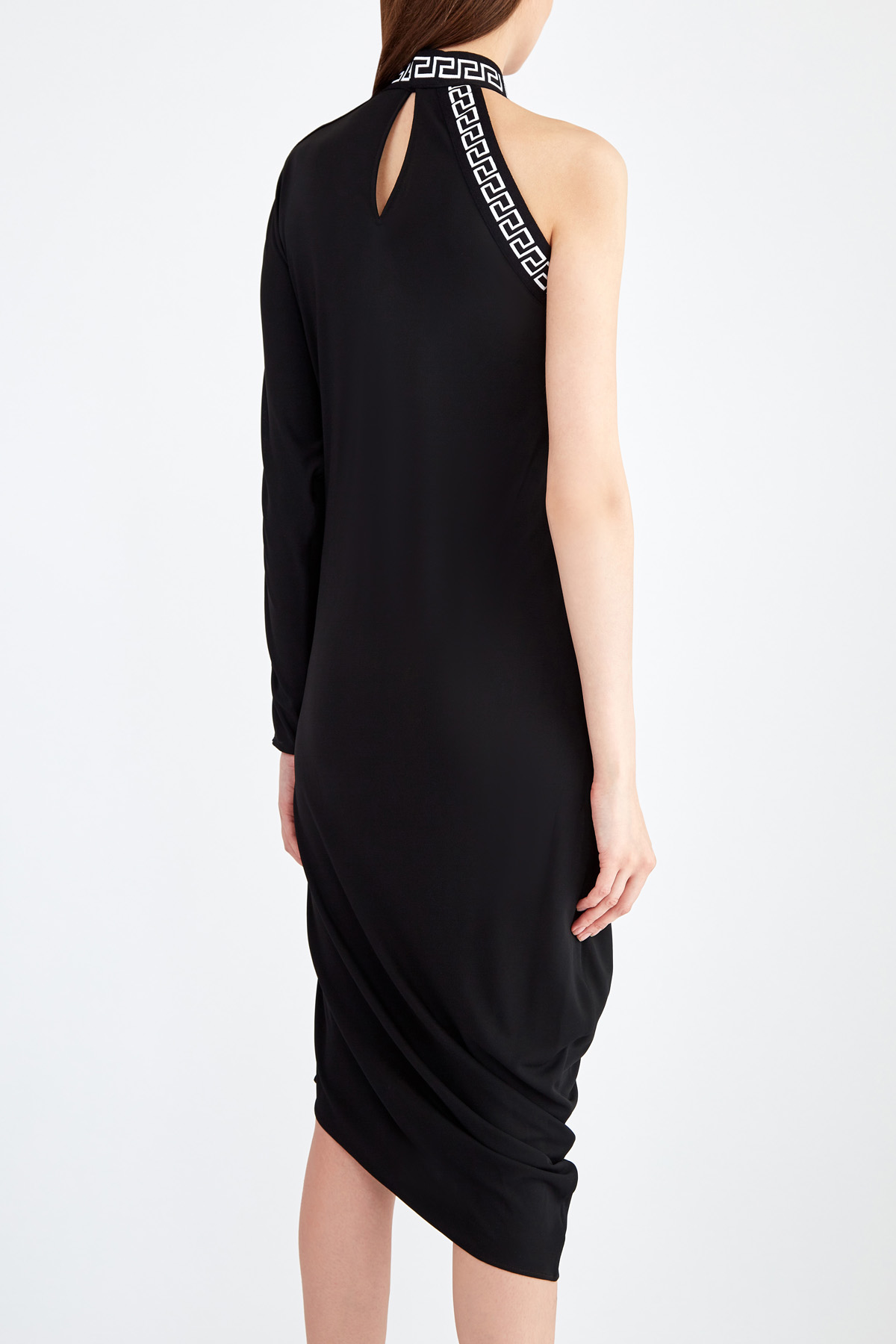 Асимметричное платье в греческом стиле с мотивом Greca и монограммой VERSACE, цвет черный, размер 40 - фото 5