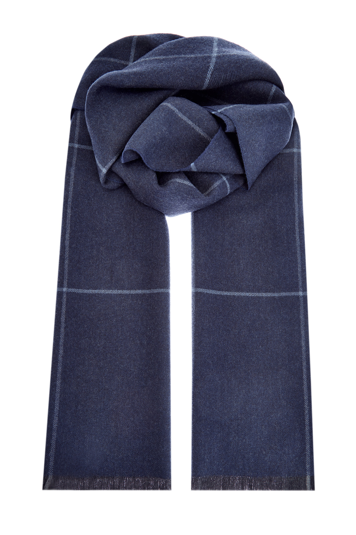 Теплый шерстяной шарф в клетку BERTOLO CASHMERE, цвет синий, размер 5.5;6;6.5;7;7.5;8.5;9;10;8
