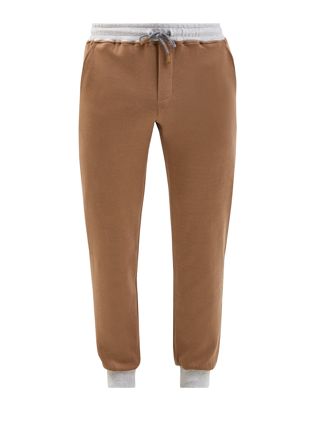 Хлопковые брюки в спортивном стиле с контрастными кромками ELEVENTY, цвет коричневый, размер 48;50;52;54 - фото 1