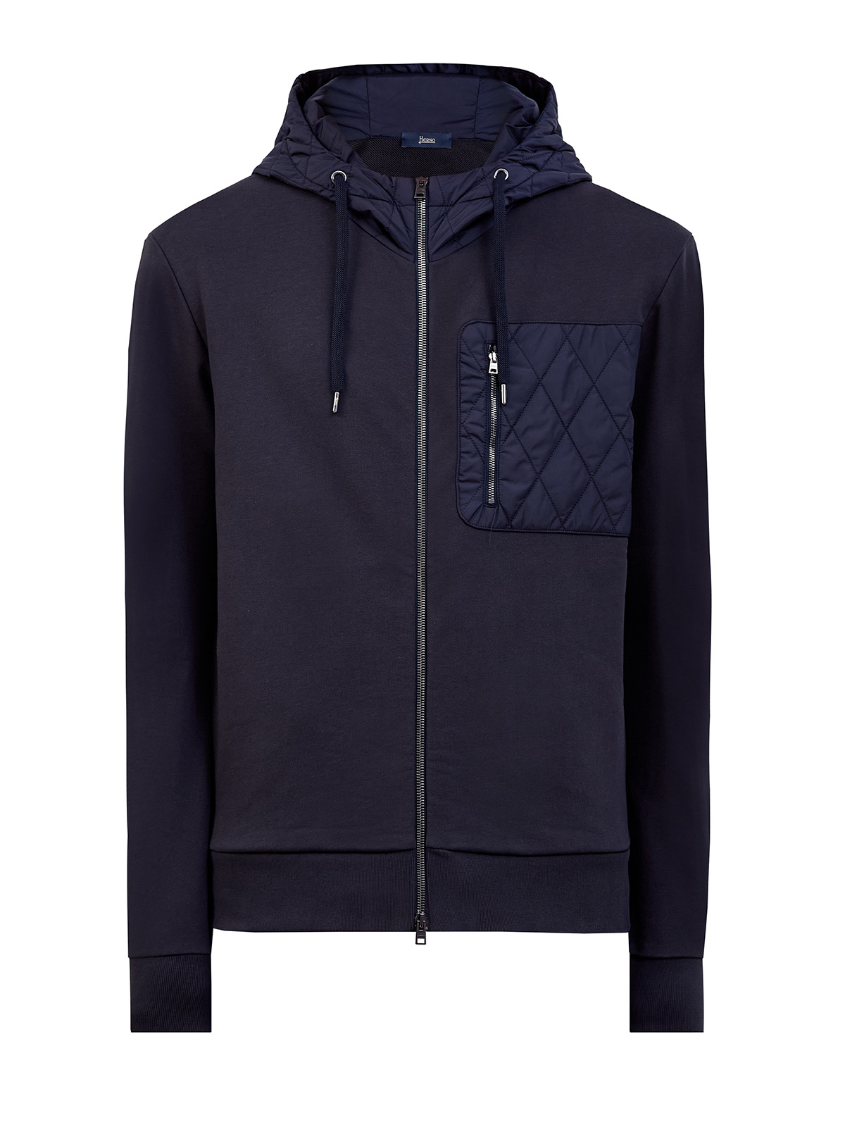 

Хлопковая толстовка с отделкой из стеганого нейлона, Синий, Хлопковая толстовка с отделкой из стеганого нейлона