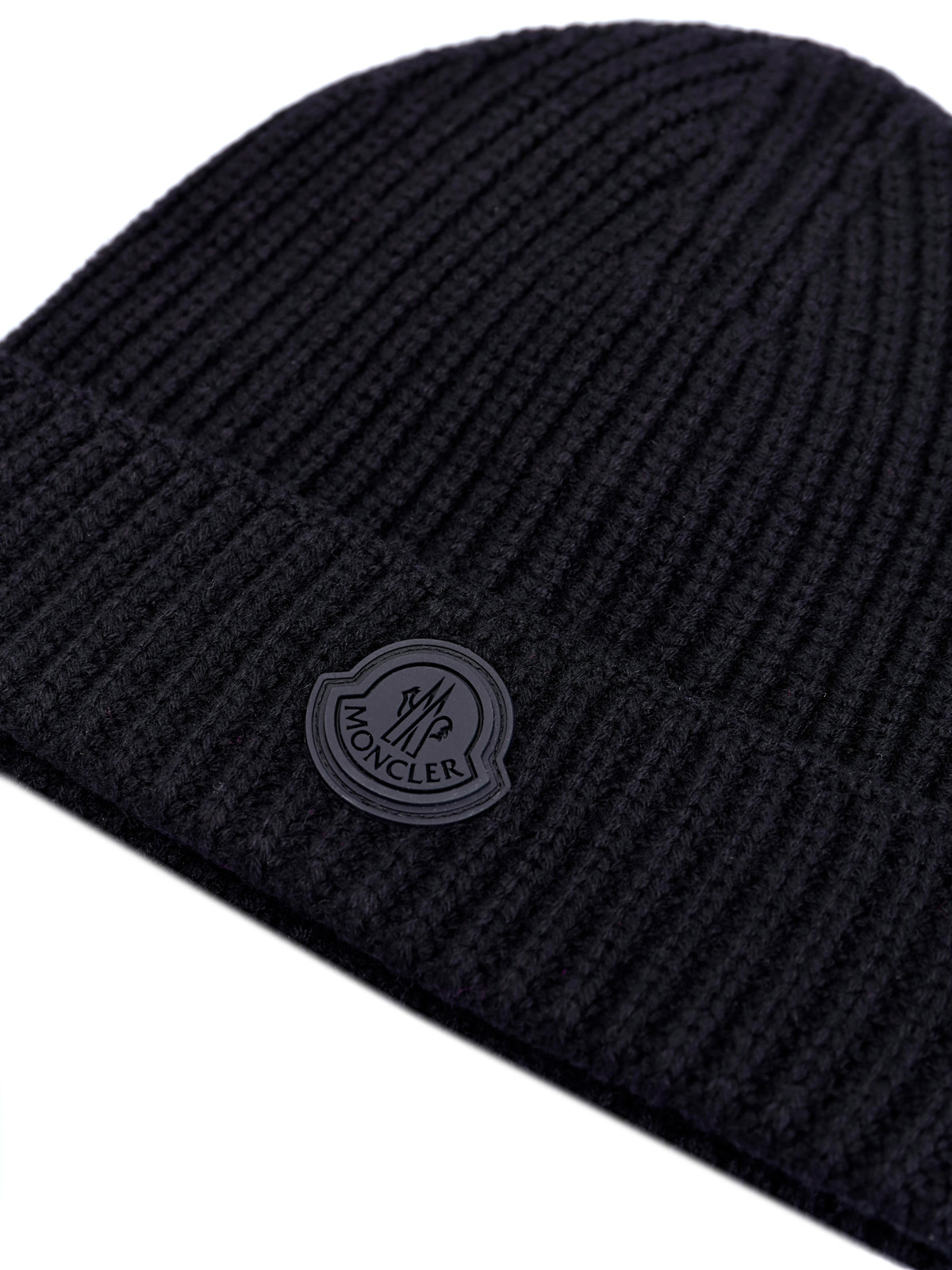 Шерстяная шапка с волокнами кашемира и логотипом в тон MONCLER, цвет черный, размер 40.5;41;41.5;42;42.5;43;43.5;44 - фото 3