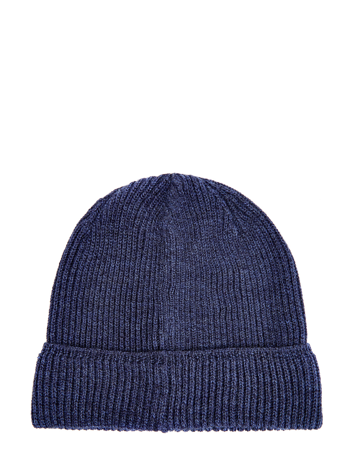 Шерстяная шапка с отворотом и нашивкой из кожи CANALI, цвет синий, размер 41;41.5;42;42.5;43;44 - фото 2