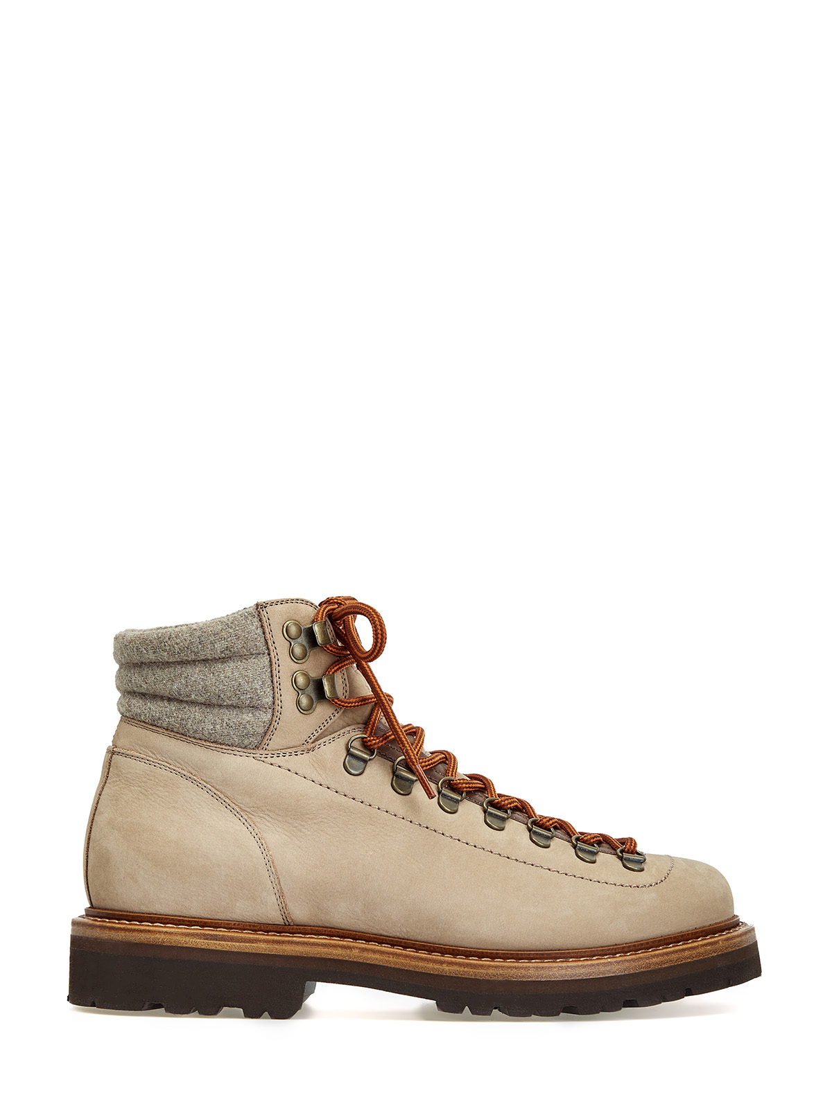 Нубуковые ботинки Mountain с отделкой из шерсти мериноса BRUNELLO CUCINELLI, цвет бежевый, размер 40;41;42;42.5;43;43.5;44
