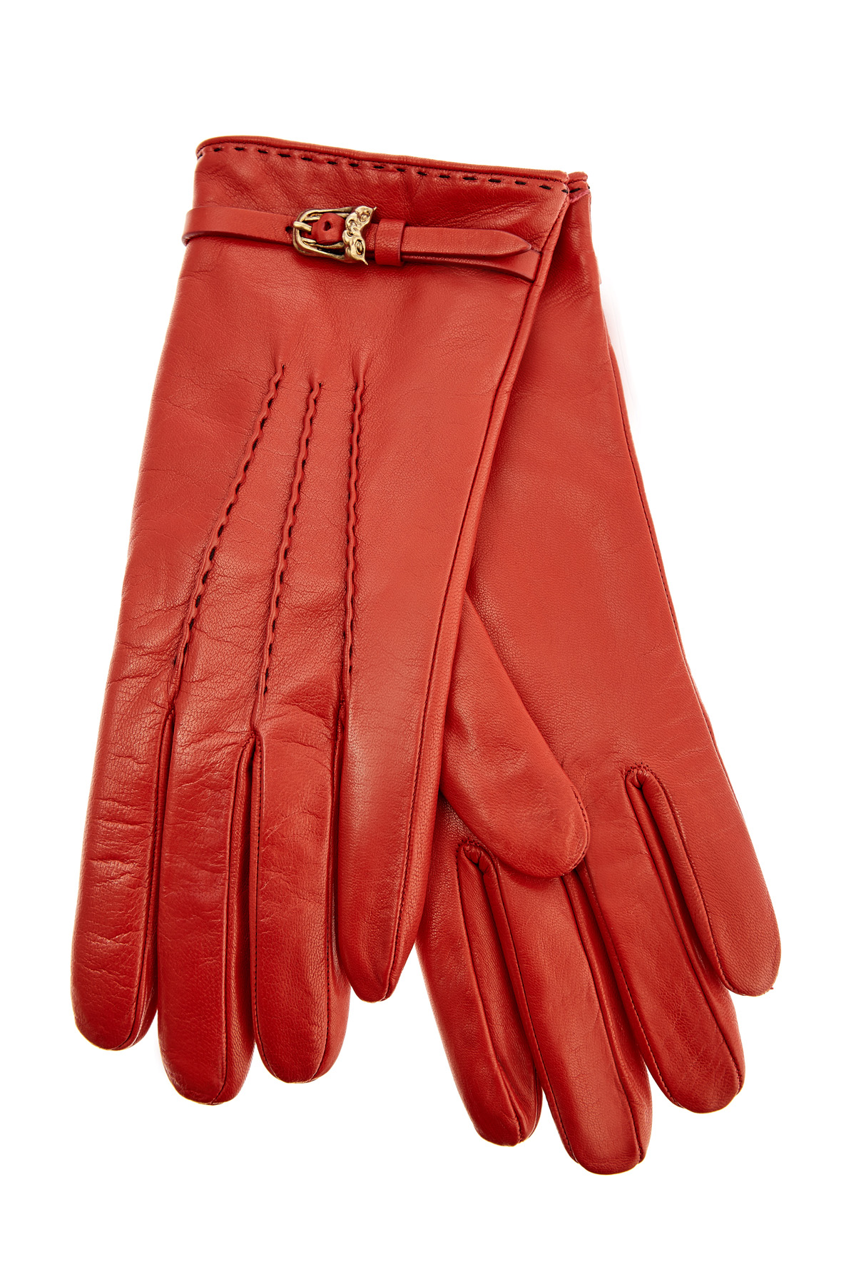Перчатки из кожи наппа с кашемировой подкладкой ERMANNO SCERVINO, цвет красный, размер XS;L - фото 1