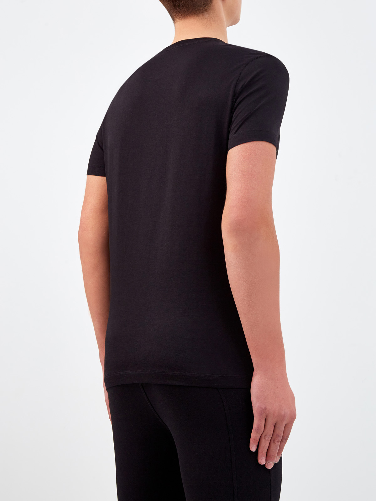 Монохромная футболка из гладкого хлопкового джерси ICE PLAY, цвет черный, размер S;M;L;XL - фото 4