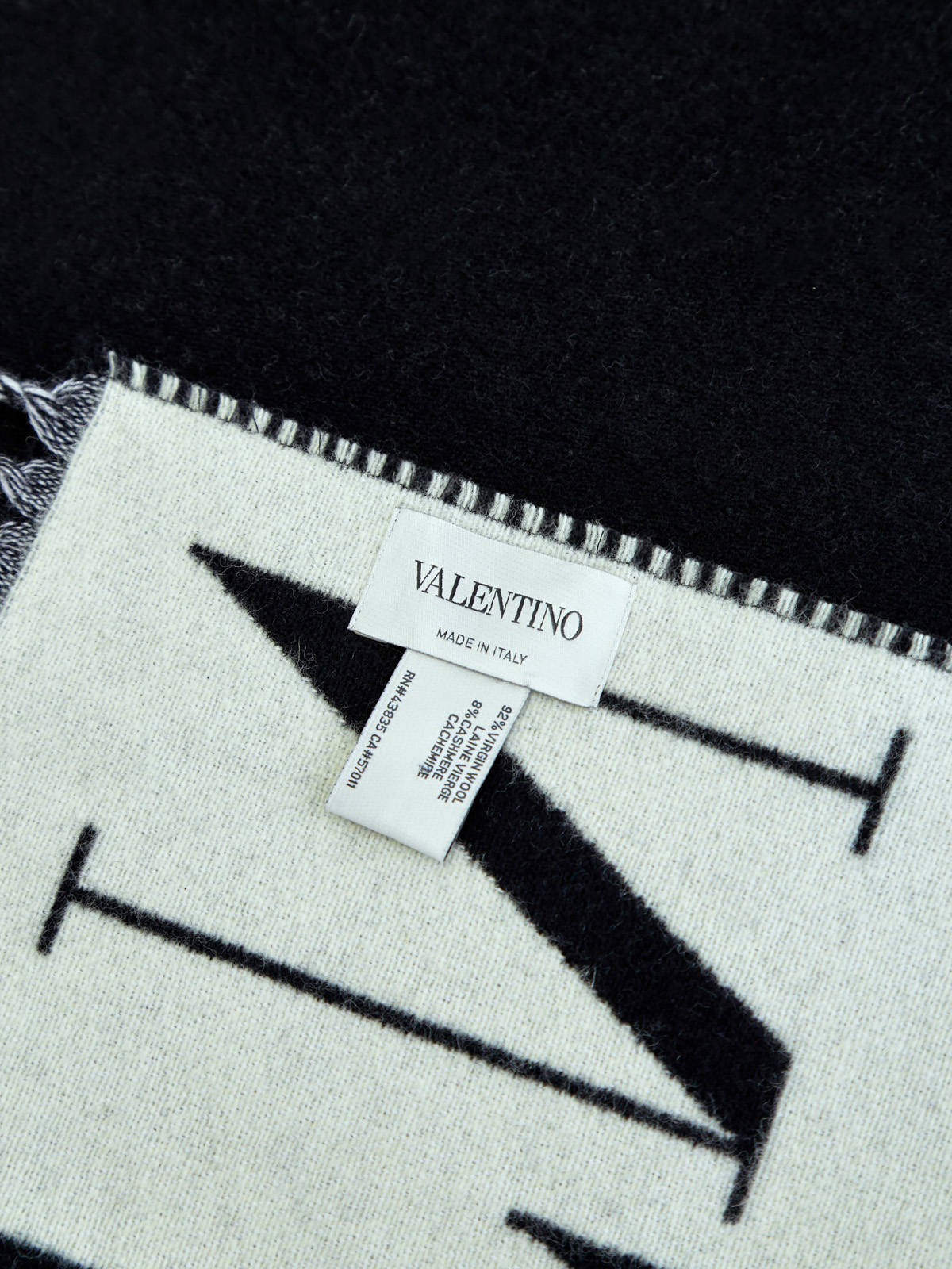 Шерстяной шарф с добавлением кашемира и макро-принтом VLTN VALENTINO GARAVANI, цвет черный, размер 36;36.5;37;37.5;38;38.5;39;40;41;39.5 - фото 3