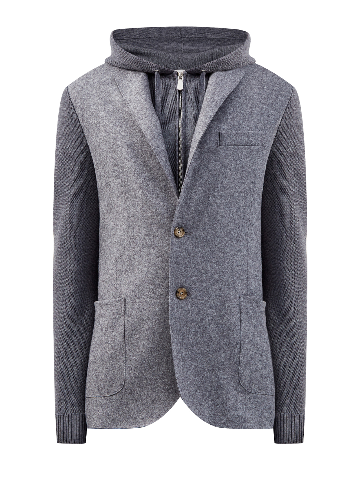Комбинированный пиджак из меланжевой шерсти ELEVENTY, цвет серый, размер 46