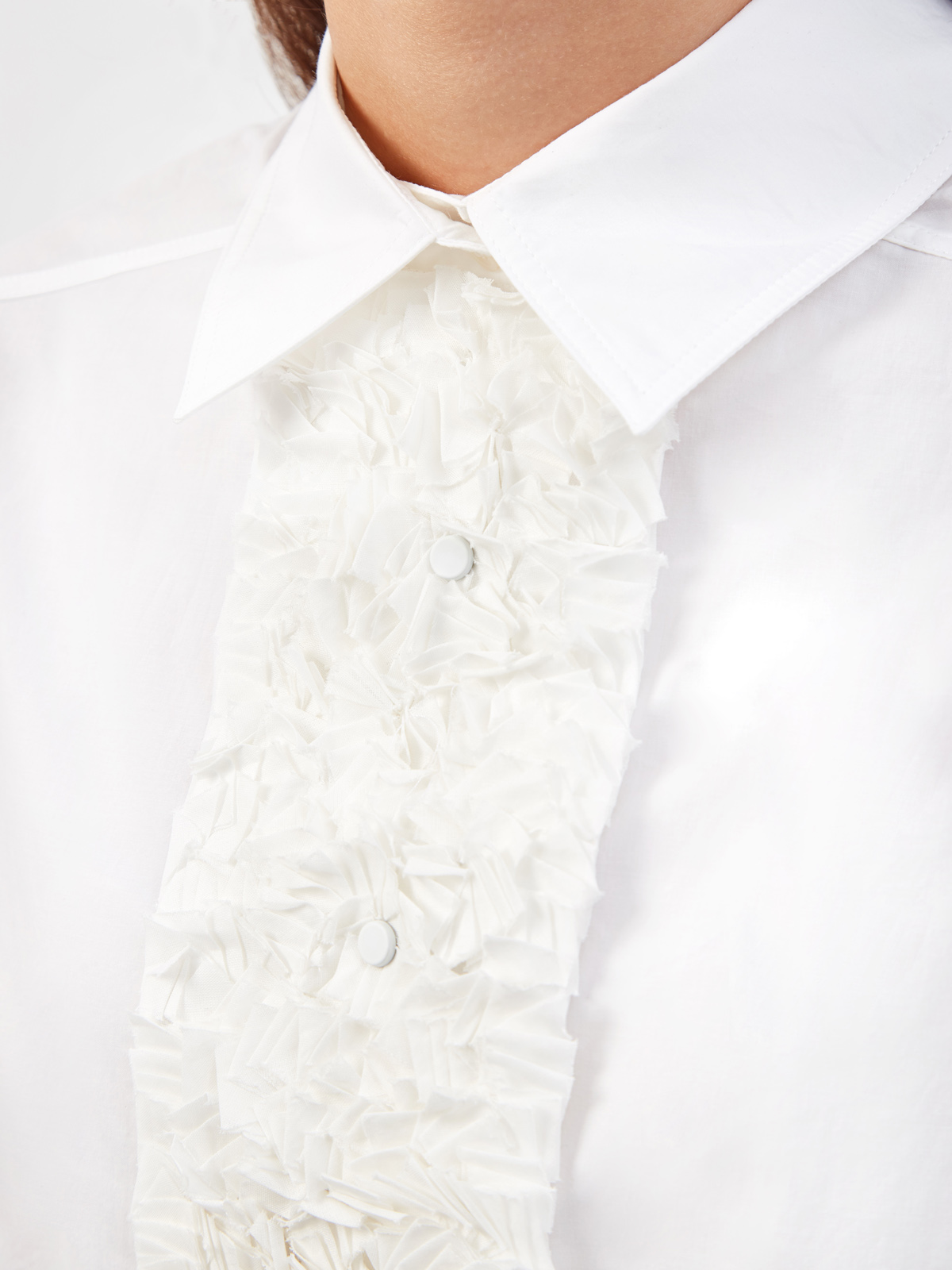 Удлиненная рубашка из хлопкового поплина с фактурной вставкой GENTRYPORTOFINO, цвет белый, размер 42;44;40 - фото 5