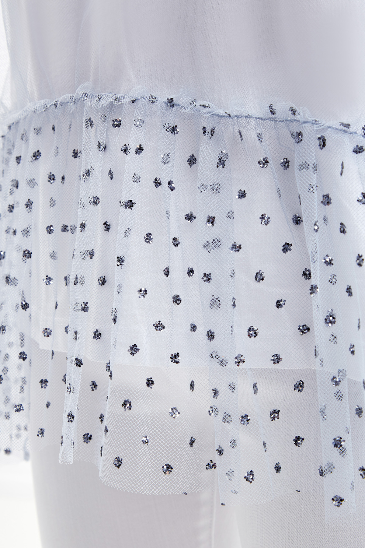 Удлиненная футболка с декорированной стразами вуалью REDVALENTINO, цвет белый, размер L;M - фото 5