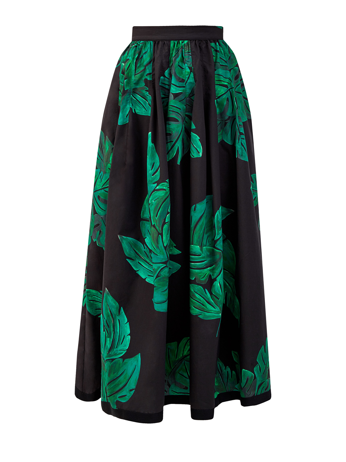Объемная юбка из хлопка с флористическим принтом GENTRYPORTOFINO, цвет черный, размер 42 - фото 1
