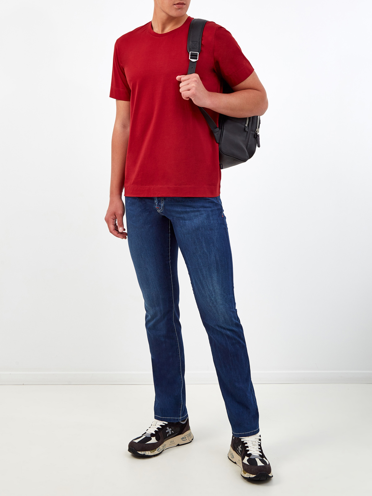 Однотонная футболка из хлопкового джерси CUDGI, цвет красный, размер 50;52;54;56;48 - фото 2