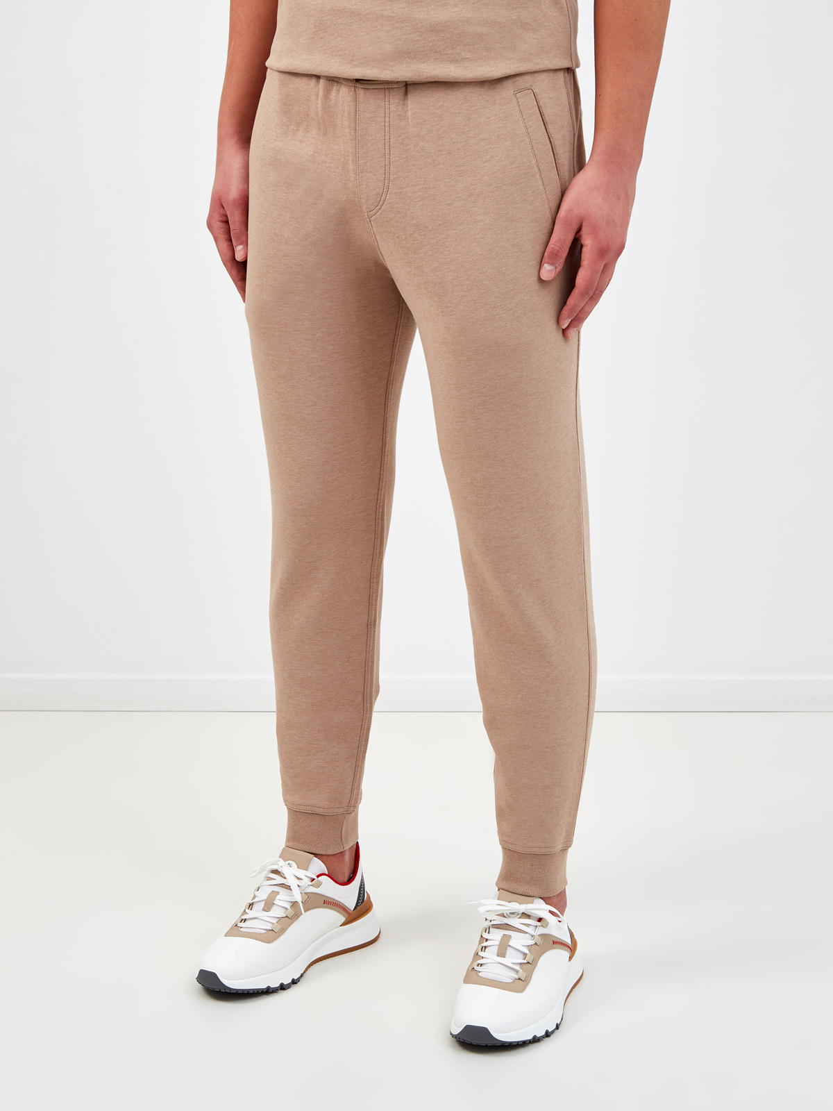 Хлопковые джоггеры Travelwear с контрастной отделкой пояса BRUNELLO CUCINELLI, цвет бежевый, размер 52;48 - фото 3
