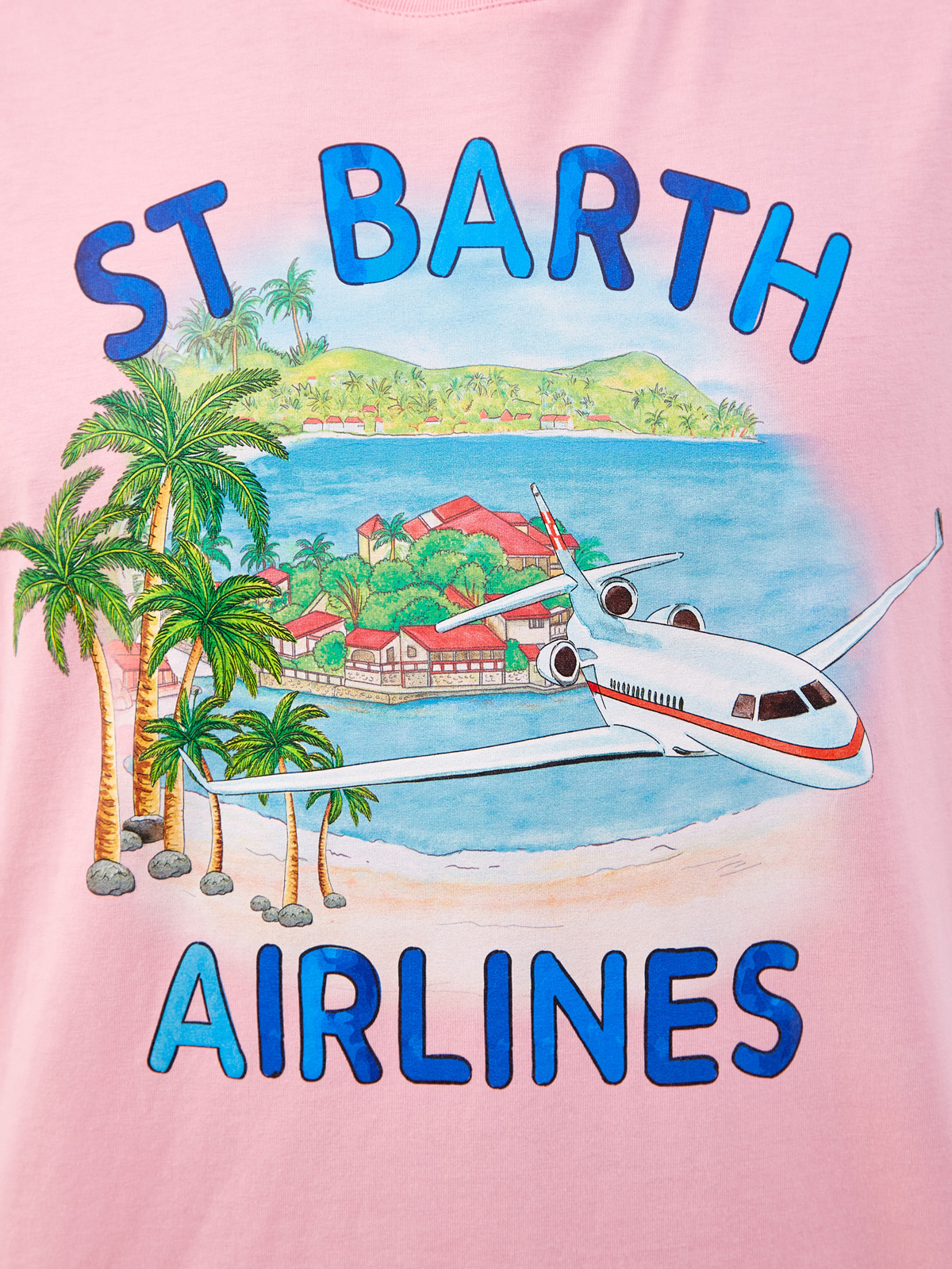 Хлопковая футболка с принтом St.Barth Airlines MC2 SAINT BARTH, цвет розовый, размер 2XL - фото 5