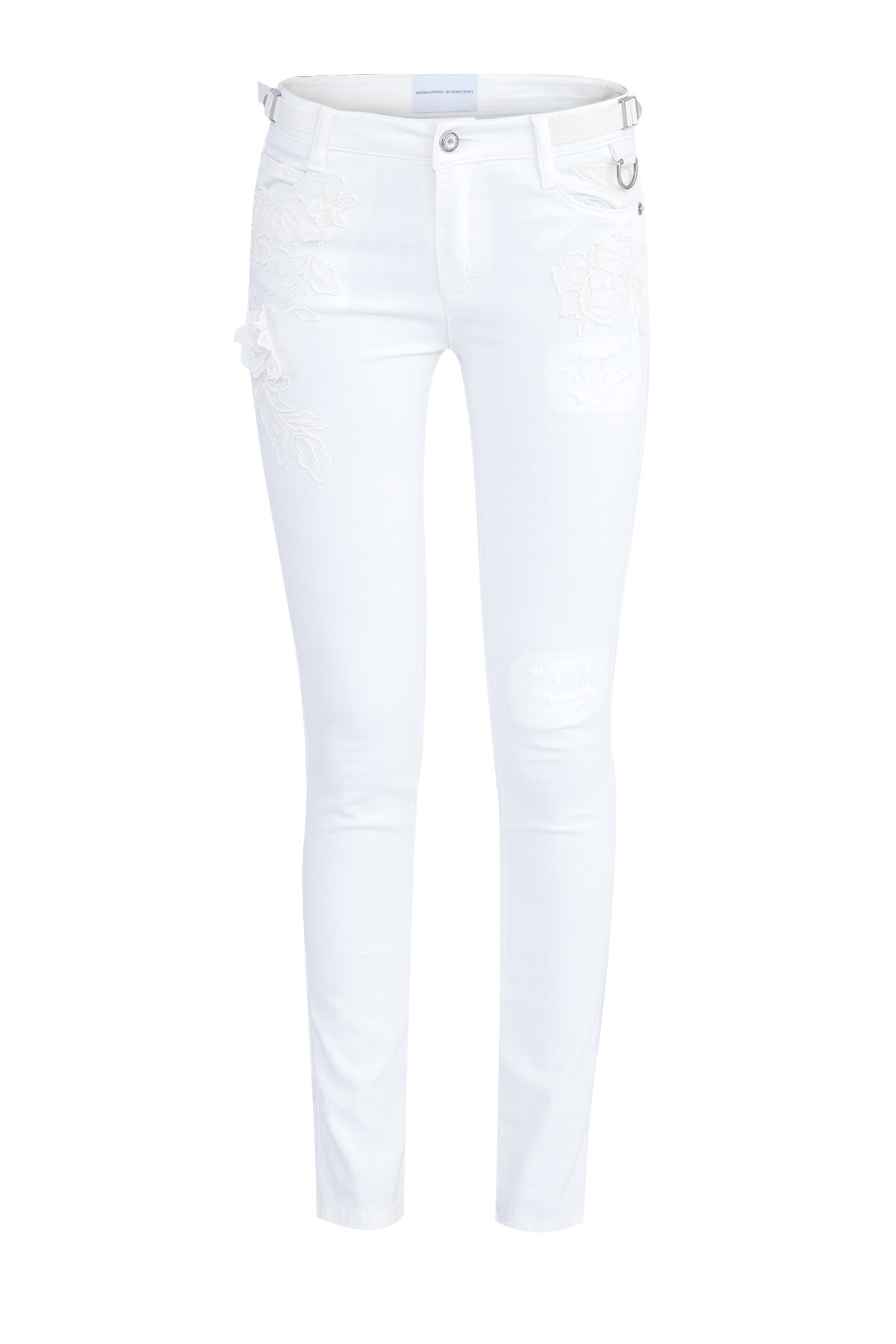 

Джинсы-слим с фактурной цветочной вышивкой, Белый, Джинсы-слим с фактурной цветочной вышивкой