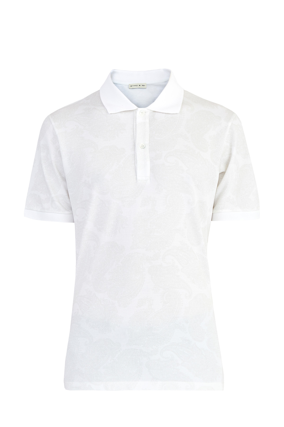 Базовая футболка-поло из пике с принтом пейсли ETRO, цвет белый, размер 46 - фото 1