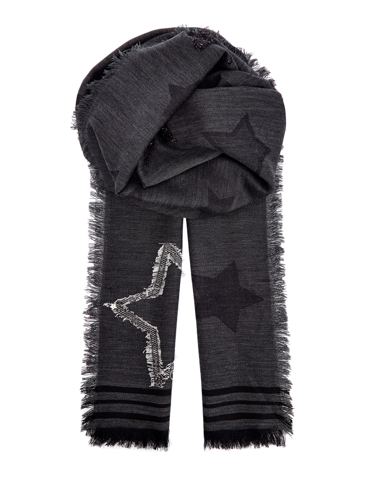 

Палантин из тонкой шерсти и модала с декором ручной работы, Серый, Палантин из тонкой шерсти и модала с декором ручной работы