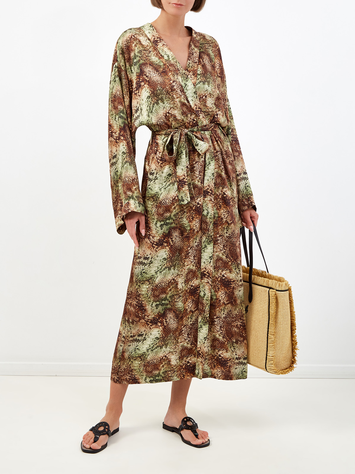 Свободное платье кроя на запах с поясом и принтом GAELLE PARIS, цвет мульти, размер 44;46;42 - фото 2