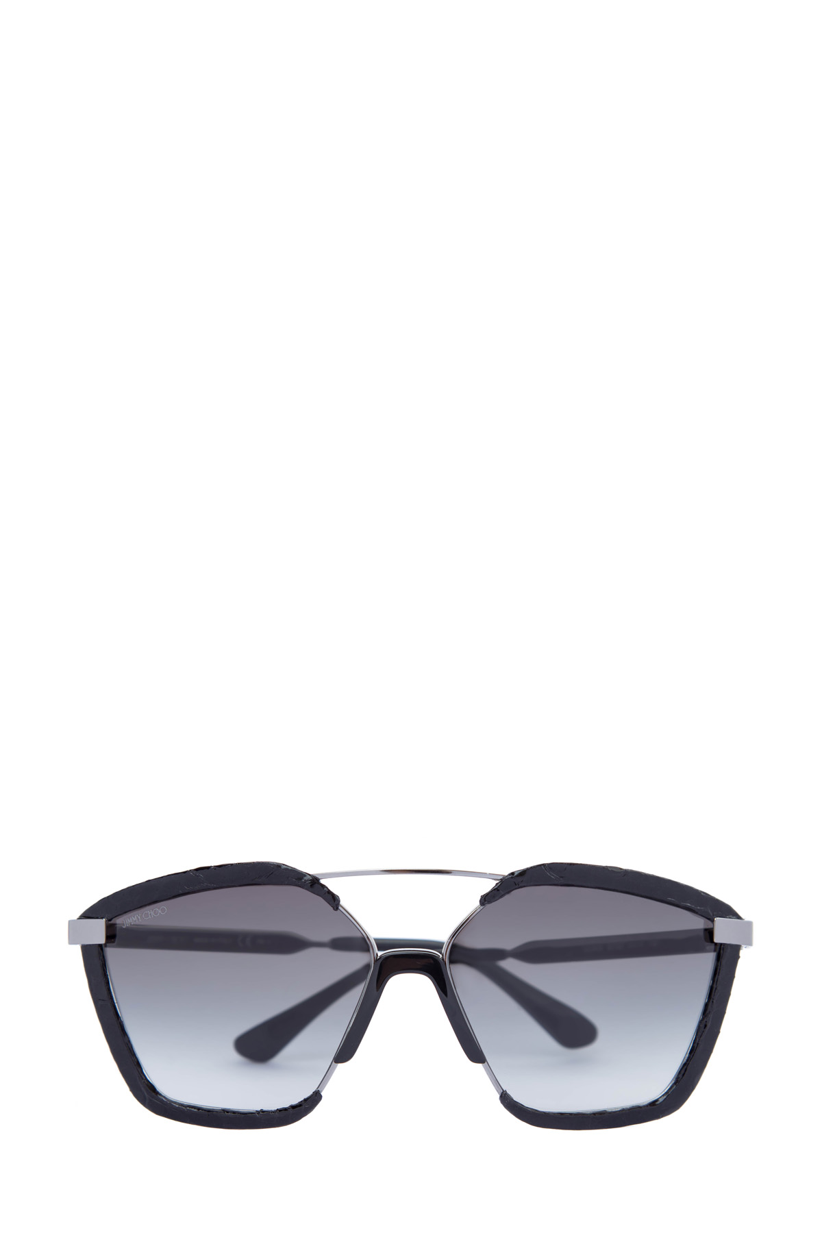 Очки Leon в металлической оправе со вставками с отделкой из кожи змеи JIMMY CHOO  (sunglasses), размер 44 - фото 1