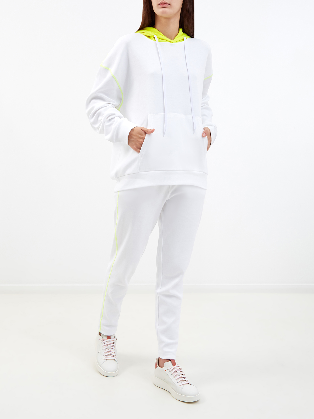 Хлопковое худи с капюшоном в стиле colorblock ICE PLAY, цвет белый, размер XS;S;M - фото 2
