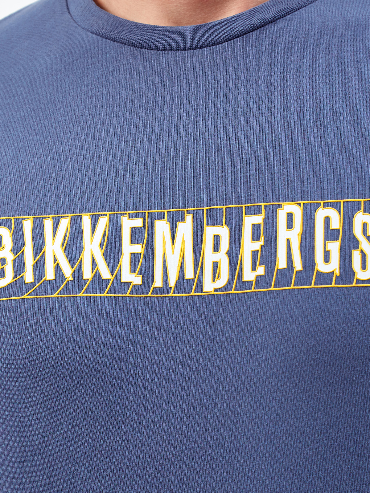 Хлопковая футболка с принтом на передней планке и спинке BIKKEMBERGS, цвет синий, размер S;M;L;XL;2XL;3XL - фото 5