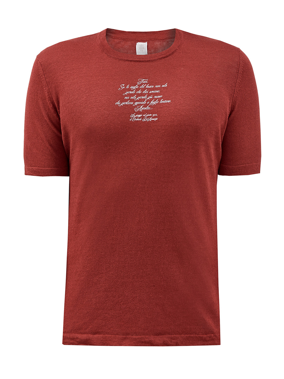 Тонкая футболка из конопляной пряжи с принтом в стиле леттеринг ELEVENTY, цвет бордовый, размер 48;46 - фото 1