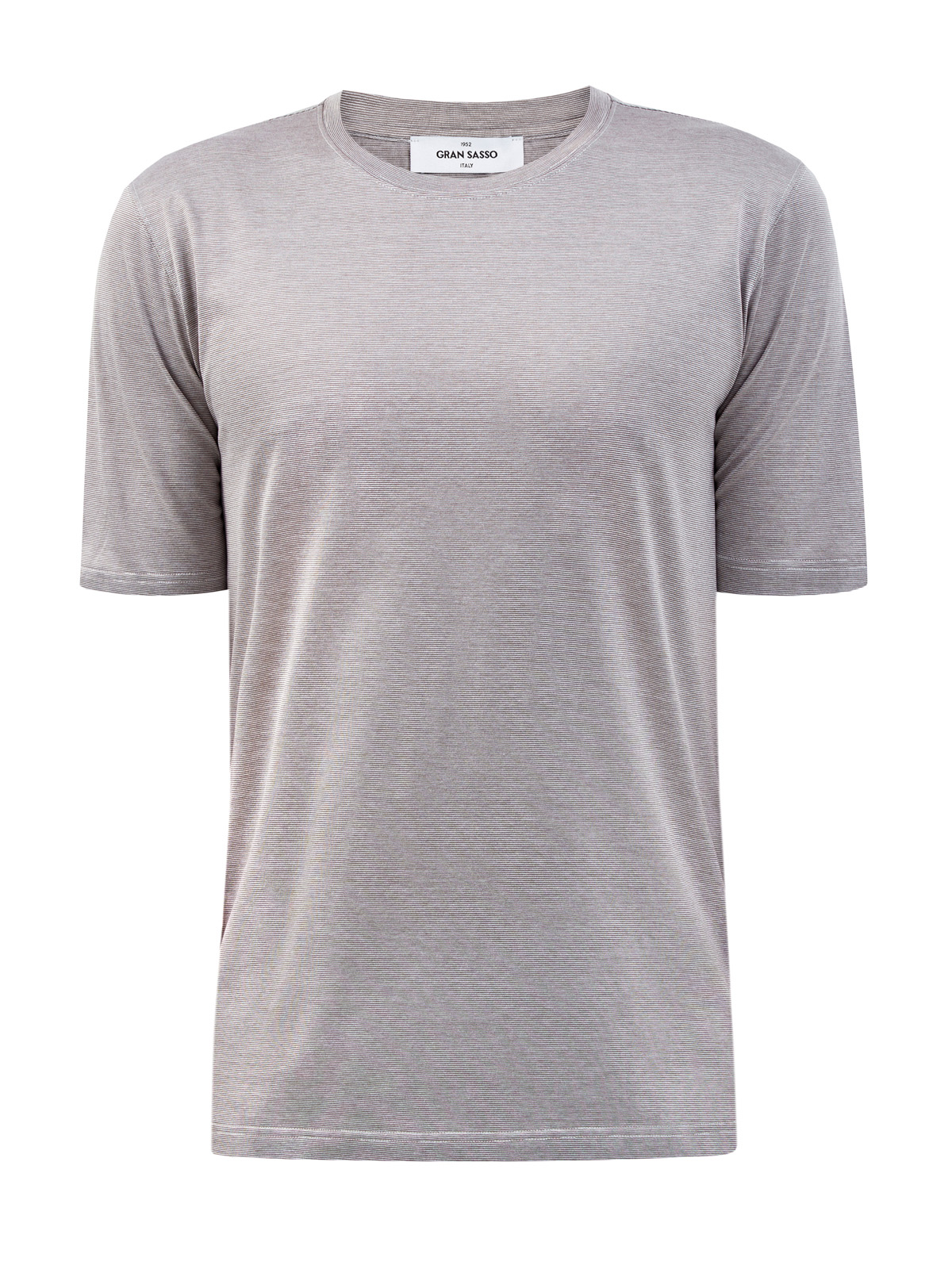 Хлопковая футболка с микро-принтом в тонкую полоску GRAN SASSO, цвет серый, размер 48;52;54;56;50 - фото 1