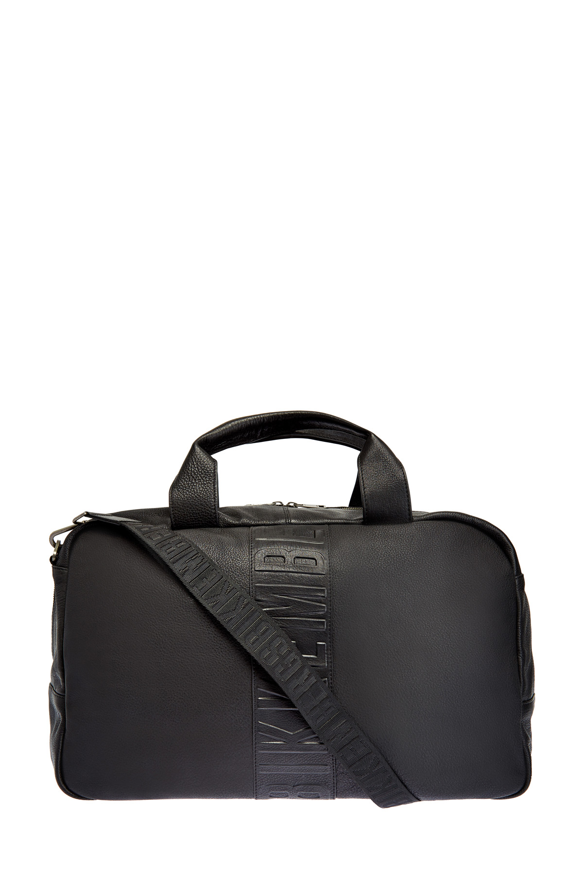Дорожная сумка из текстурированной кожи с плечевым ремнем BIKKEMBERGS, цвет черный, размер 2XL;M - фото 1