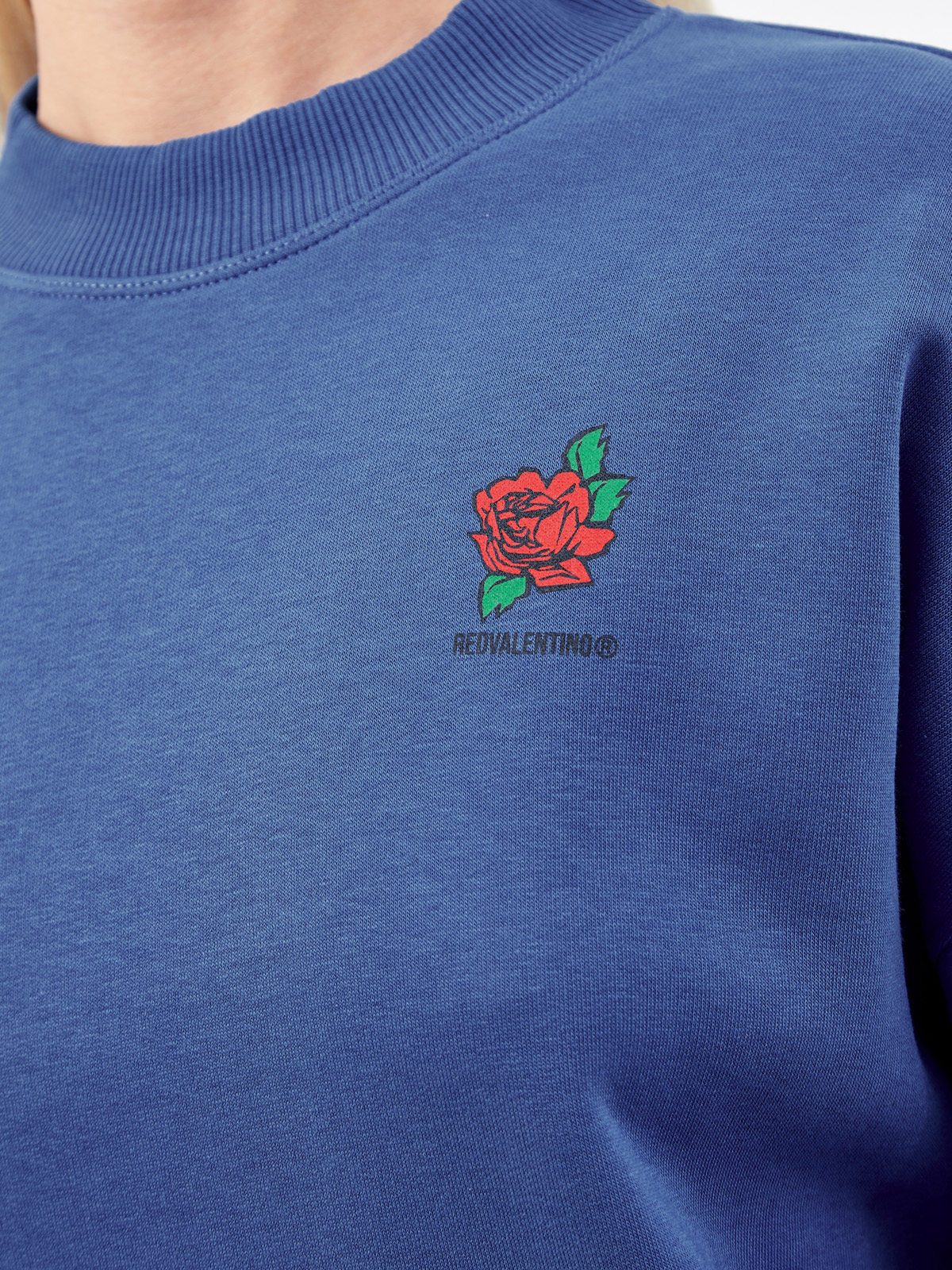 Свитшот из хлопкового футера с принтом Roses REDVALENTINO, цвет синий, размер S;M;L - фото 5