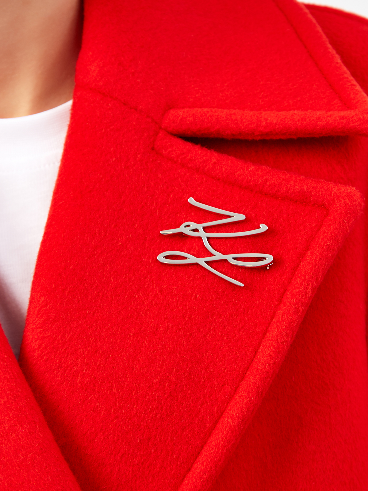 Двубортное пальто из шерсти с литой брошью K/Autograph KARL LAGERFELD, цвет красный, размер S;M;L Двубортное пальто из шерсти с литой брошью K/Autograph - фото 5