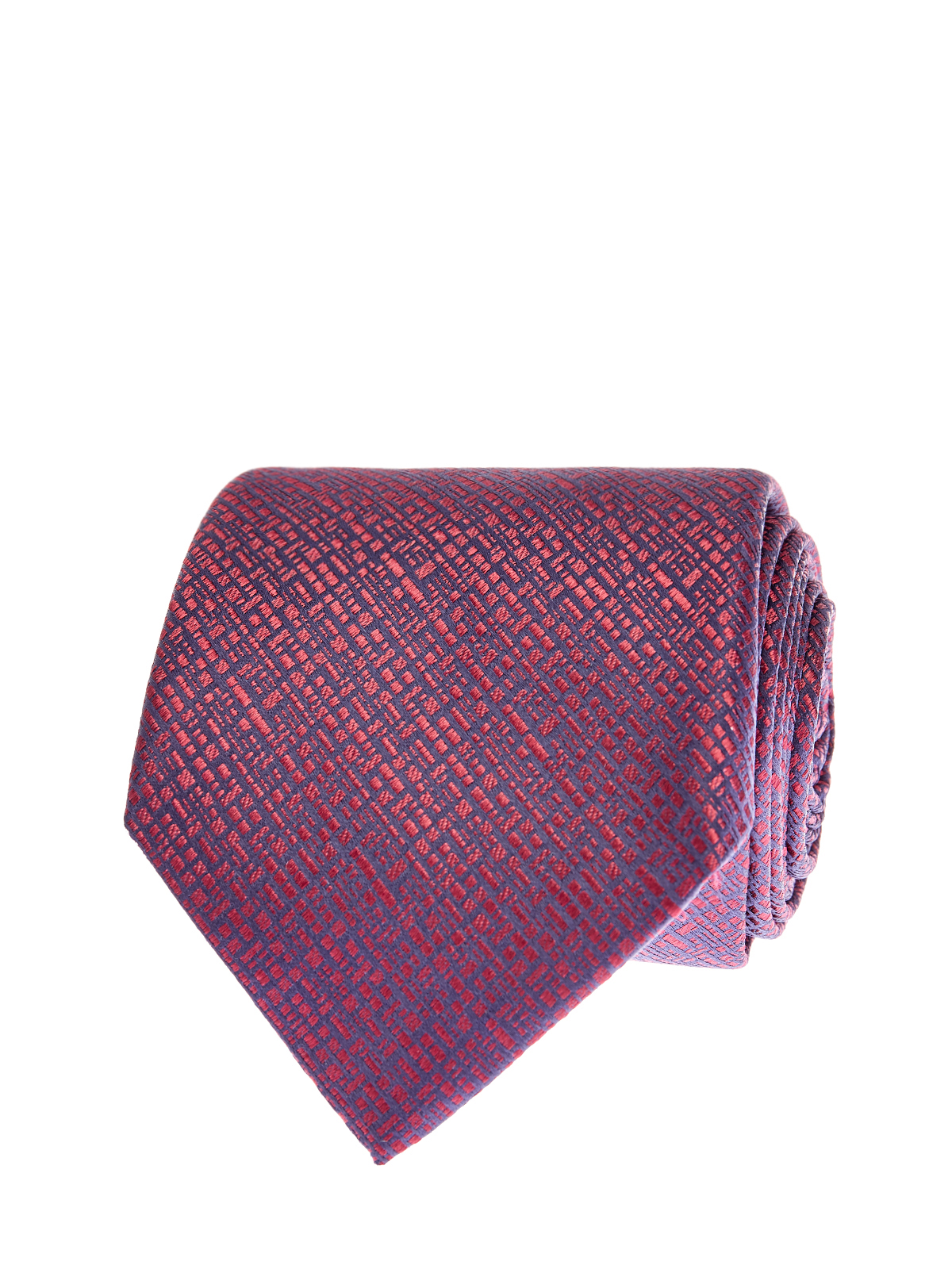 Шелковый галстук с вышивкой ручной работы CANALI, цвет бордовый, размер M - фото 1
