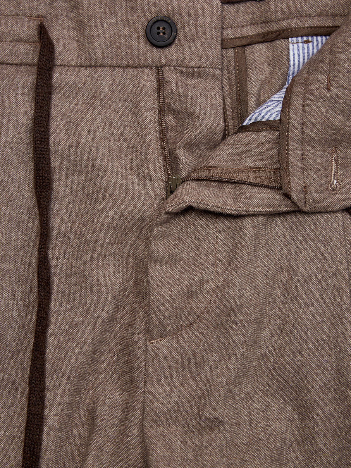 Шерстяные брюки с эластичными вставками и поясом на кулиске PESERICO, цвет коричневый, размер 48;50;52;54;56 - фото 6