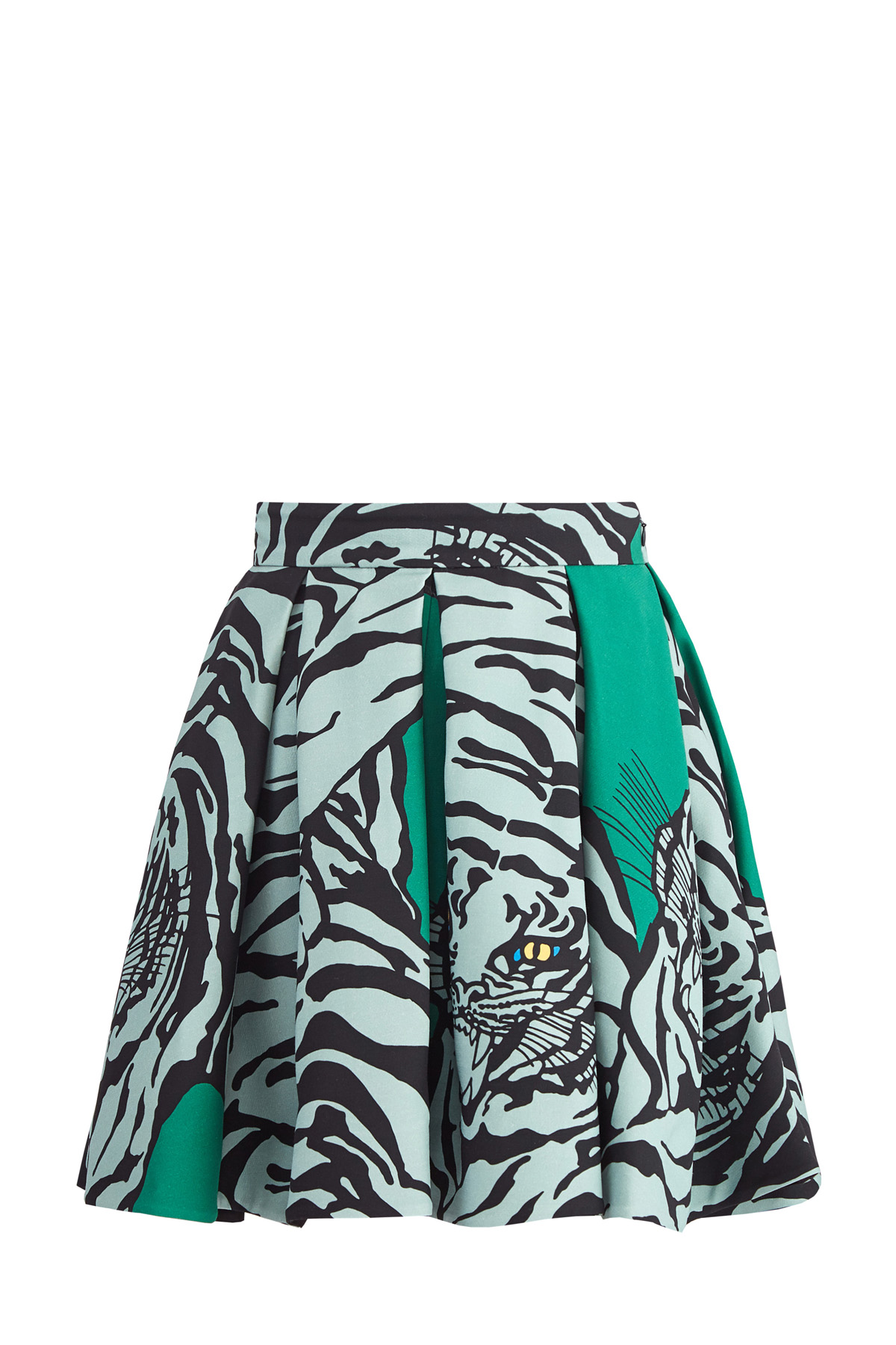 Юбка изумрудного цвета из ткани Crepe Couture с принтом Tiger Re-edition VALENTINO, размер 40 - фото 1