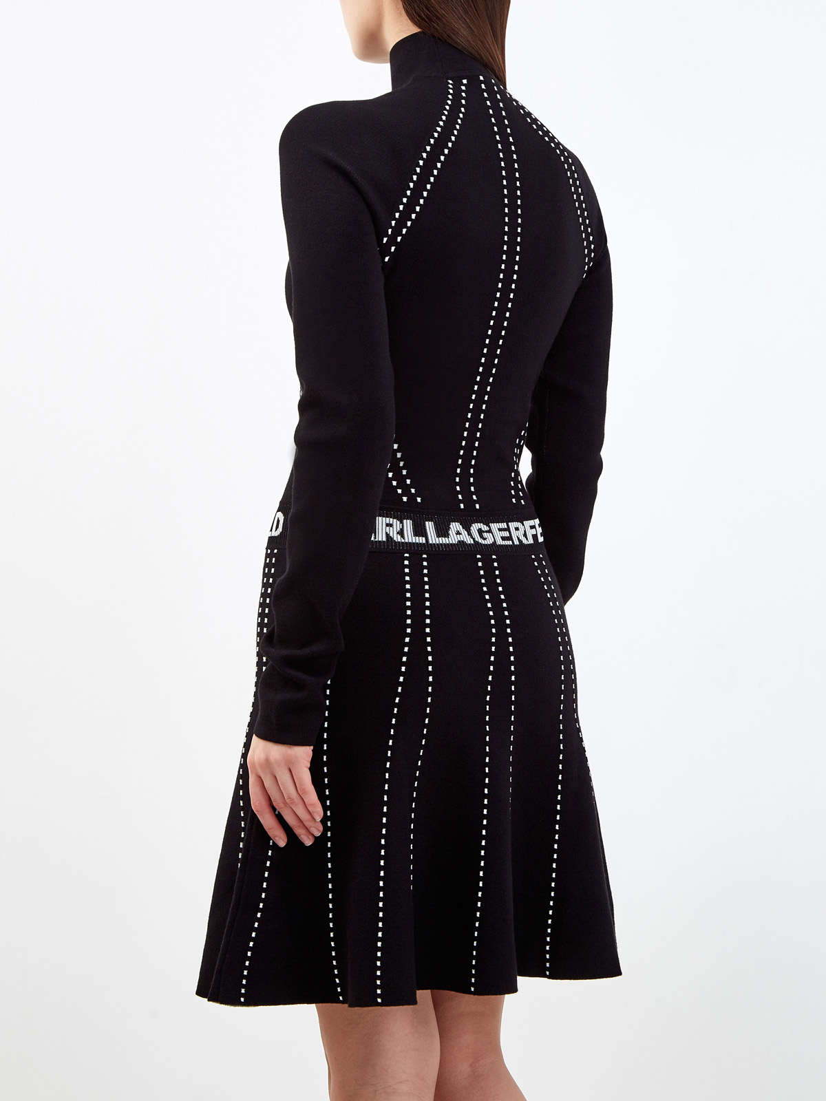 Платье из эластичного трикотажа EcoVero с контрастной отстрочкой KARL LAGERFELD, цвет черный, размер S;M;L - фото 4
