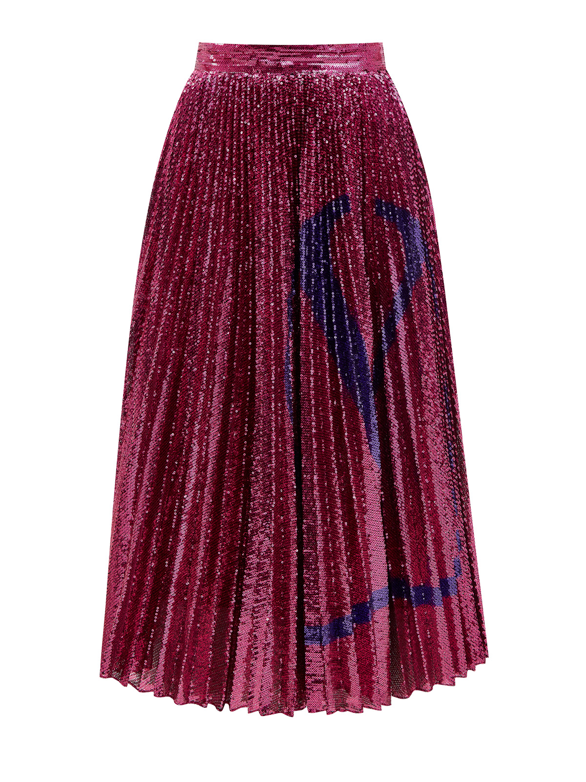 Плиссированная юбка-миди с вышивкой VLogo Signature VALENTINO, цвет розовый, размер 40;42 - фото 1