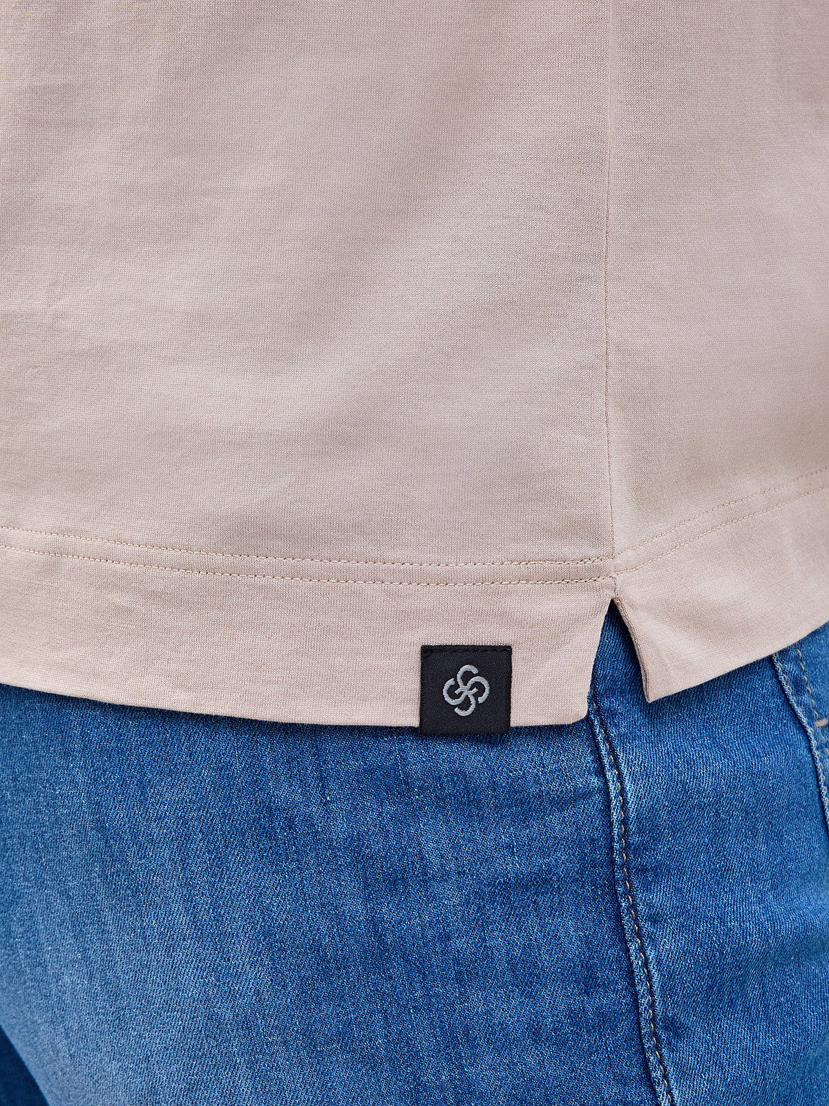 Хлопковая футболка из гладкого джерси с фирменной нашивкой GRAN SASSO, цвет бежевый, размер 48;50;52;54;56;58;60 - фото 5