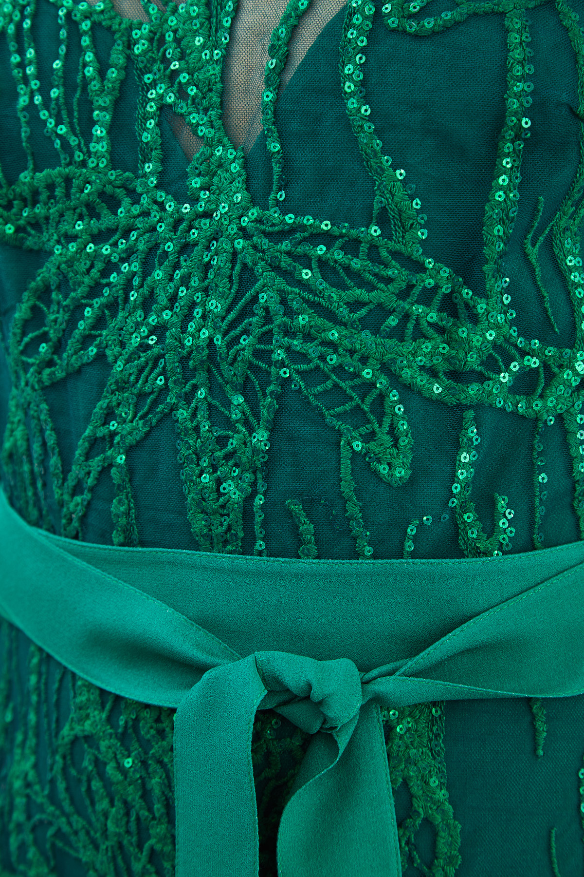 Яркое платье из гипюра в изумрудном оттенке с мерцающими пайетками ELIE SAAB, цвет зеленый, размер 40;44 - фото 5