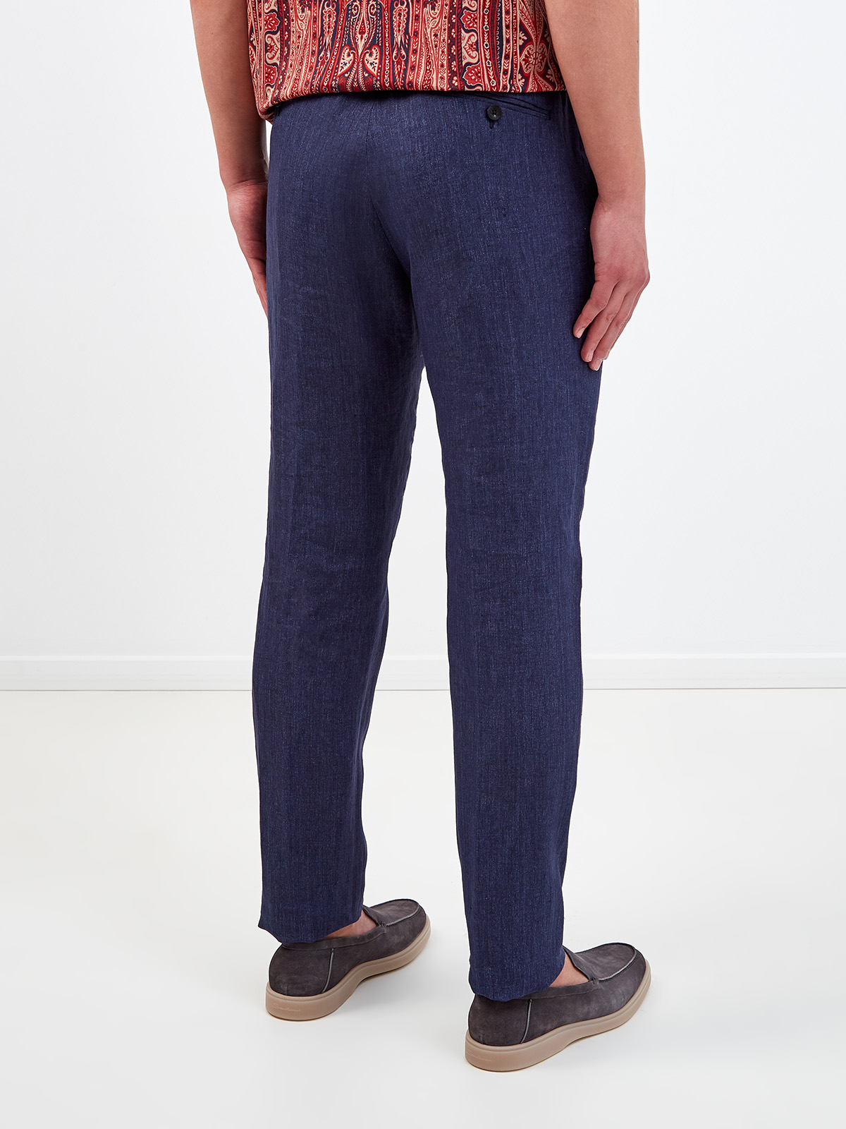 Льняные брюки прямого кроя с меланжевым эффектом ETRO, цвет синий, размер 48;50;52;54 - фото 4