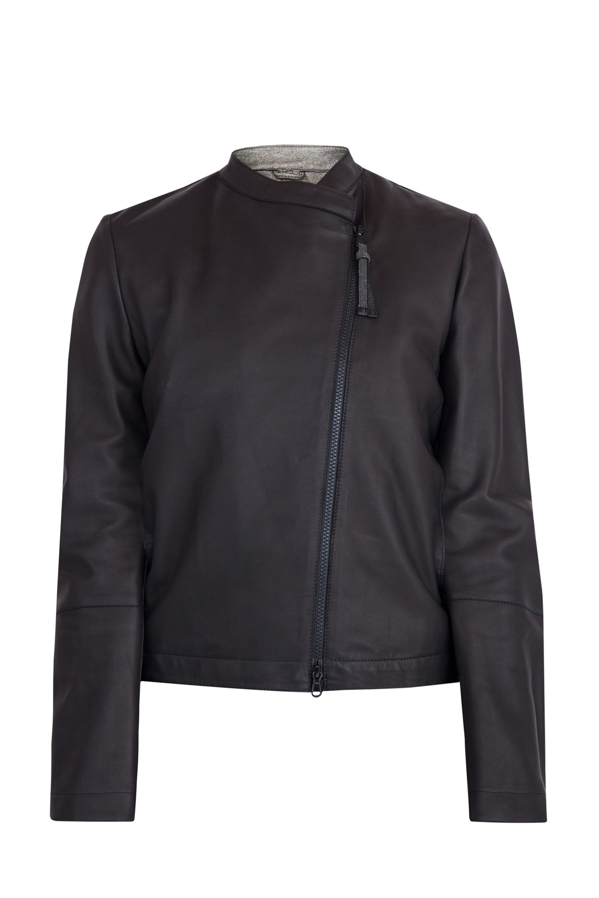 Куртка из кожи наппа Natural & Lamé с контрастной изнаночной стороной BRUNELLO CUCINELLI, цвет черный, размер 40 - фото 1