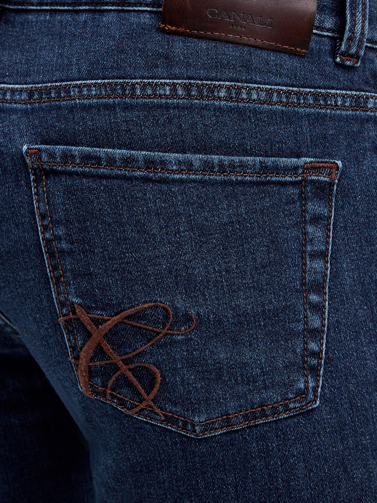 Прямые джинсы из хлопкового денима с волокнами кашемира CANALI, цвет синий, размер 48;50;52;54;56;58;60 - фото 6