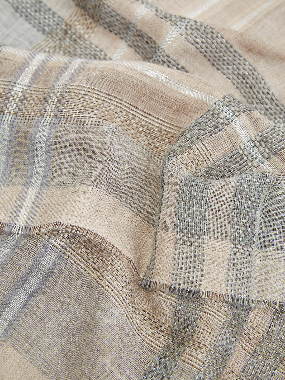 Палантин из тонкой шерсти и вискозы с бахромой PESERICO, цвет серый, размер 36;37;38;40;41 - фото 2