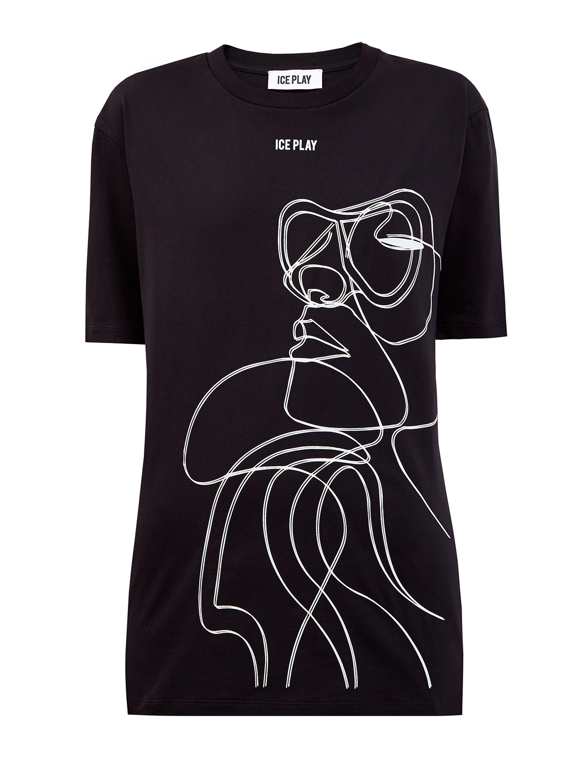 Удлиненная футболка из хлопка с контрастным дизайном ICE PLAY, цвет черный, размер XS;S;M;L - фото 1