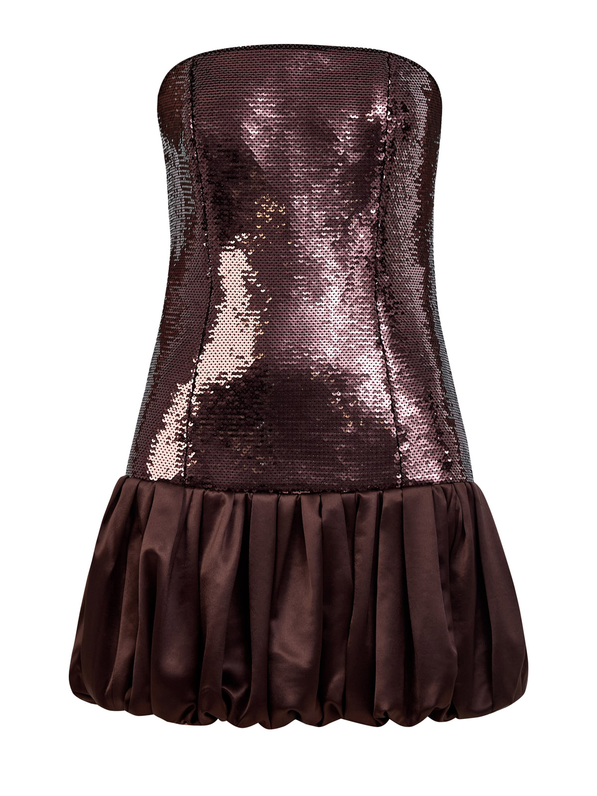 Платье-мини из блестящих пайеток с объемным подолом