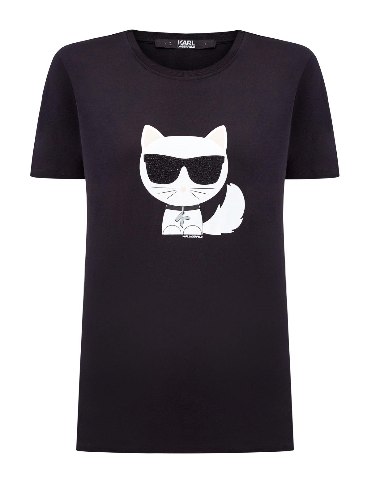 Хлопковая футболка с принтом K/Ikonik Choupette KARL LAGERFELD, цвет черный, размер S;M;L Хлопковая футболка с принтом K/Ikonik Choupette - фото 1