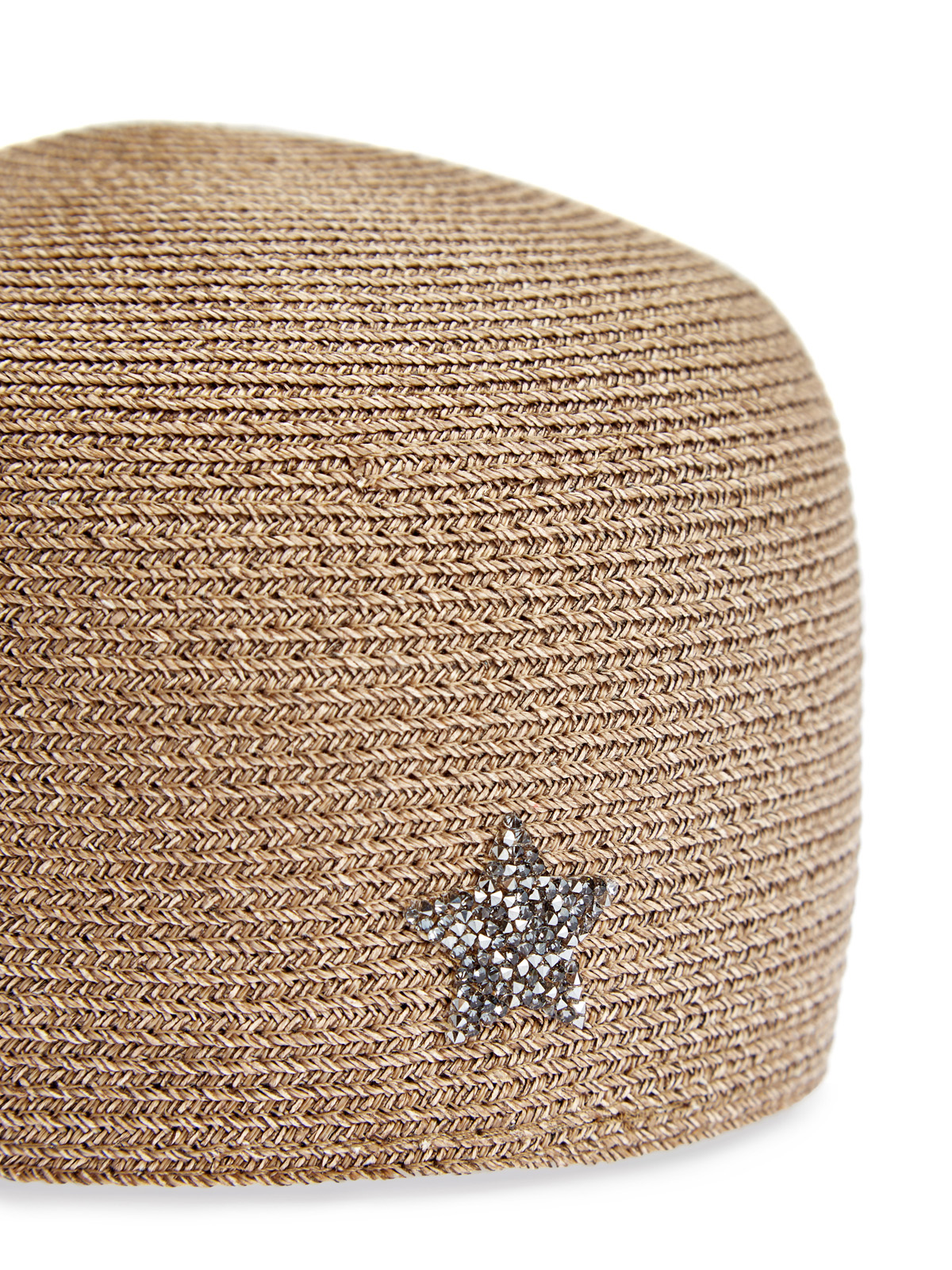 Плетеная шляпа с символикой из мерцающих кристаллов Swarovski® LORENA ANTONIAZZI, цвет бежевый, размер S;M - фото 4