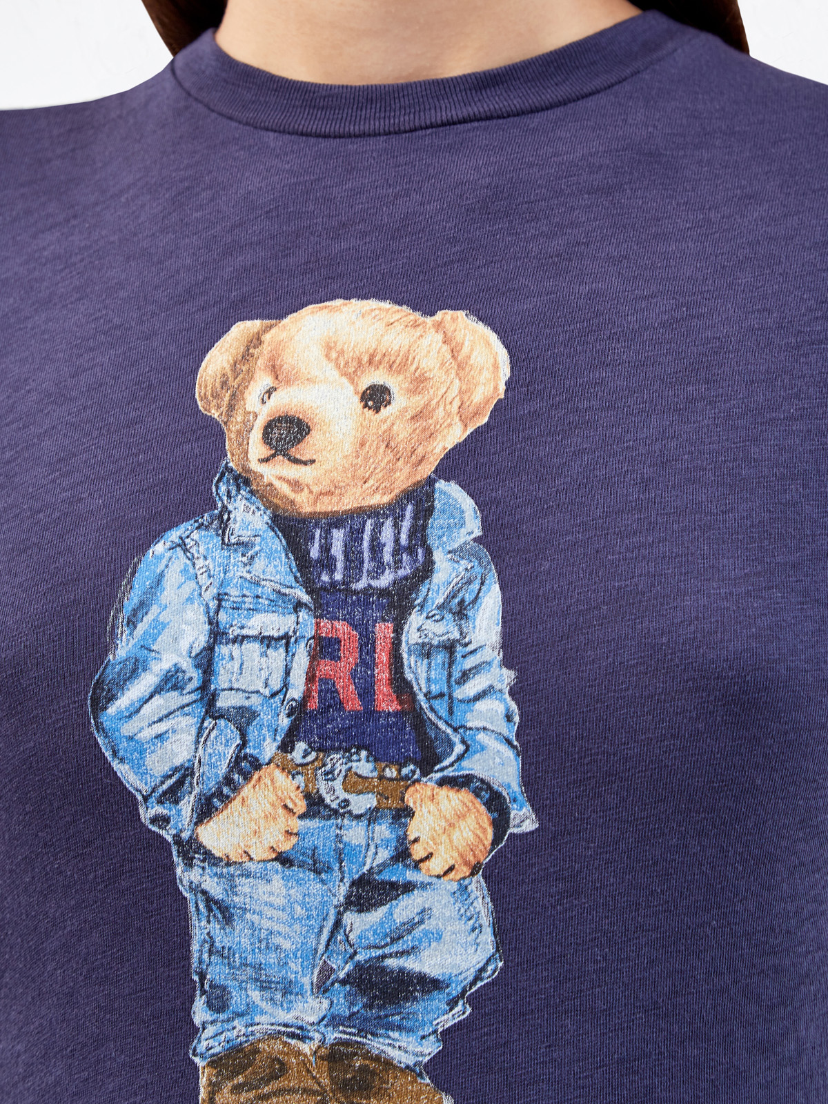 Хлопковая футболка с аппликацией в виде медведя Поло POLO RALPH LAUREN, цвет синий, размер S;M;L;XS - фото 5