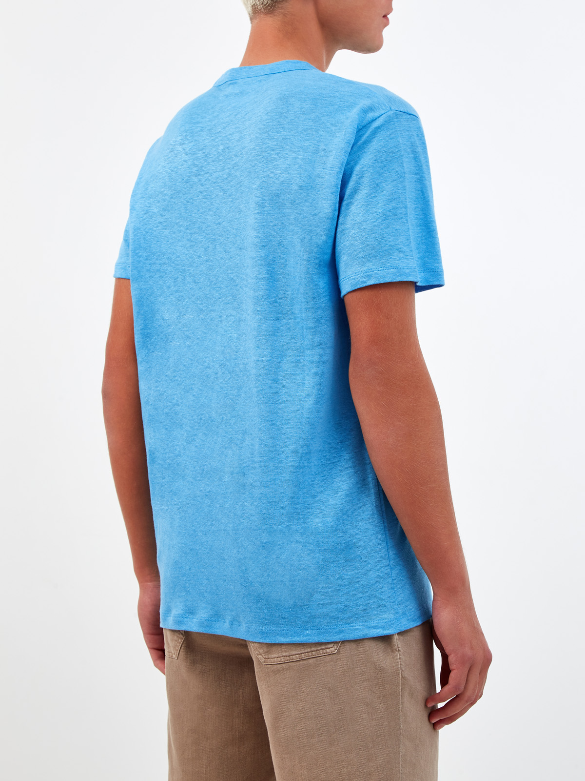 Свободная футболка из дышащего льна с вышивкой в тон MC2 SAINT BARTH, цвет голубой, размер M;XL - фото 4