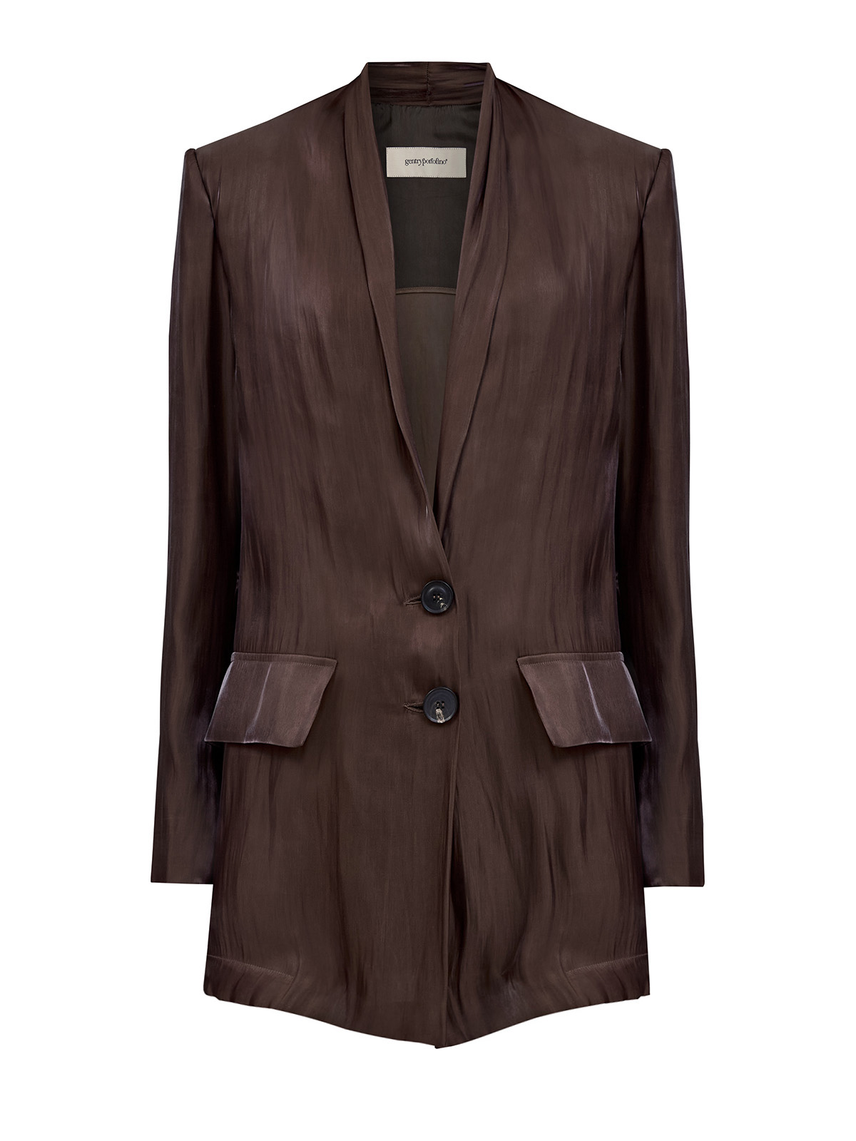 

Струящийся однобортный жакет с мерцающим эффектом ламе, Коричневый, Струящийся однобортный жакет с мерцающим эффектом ламе