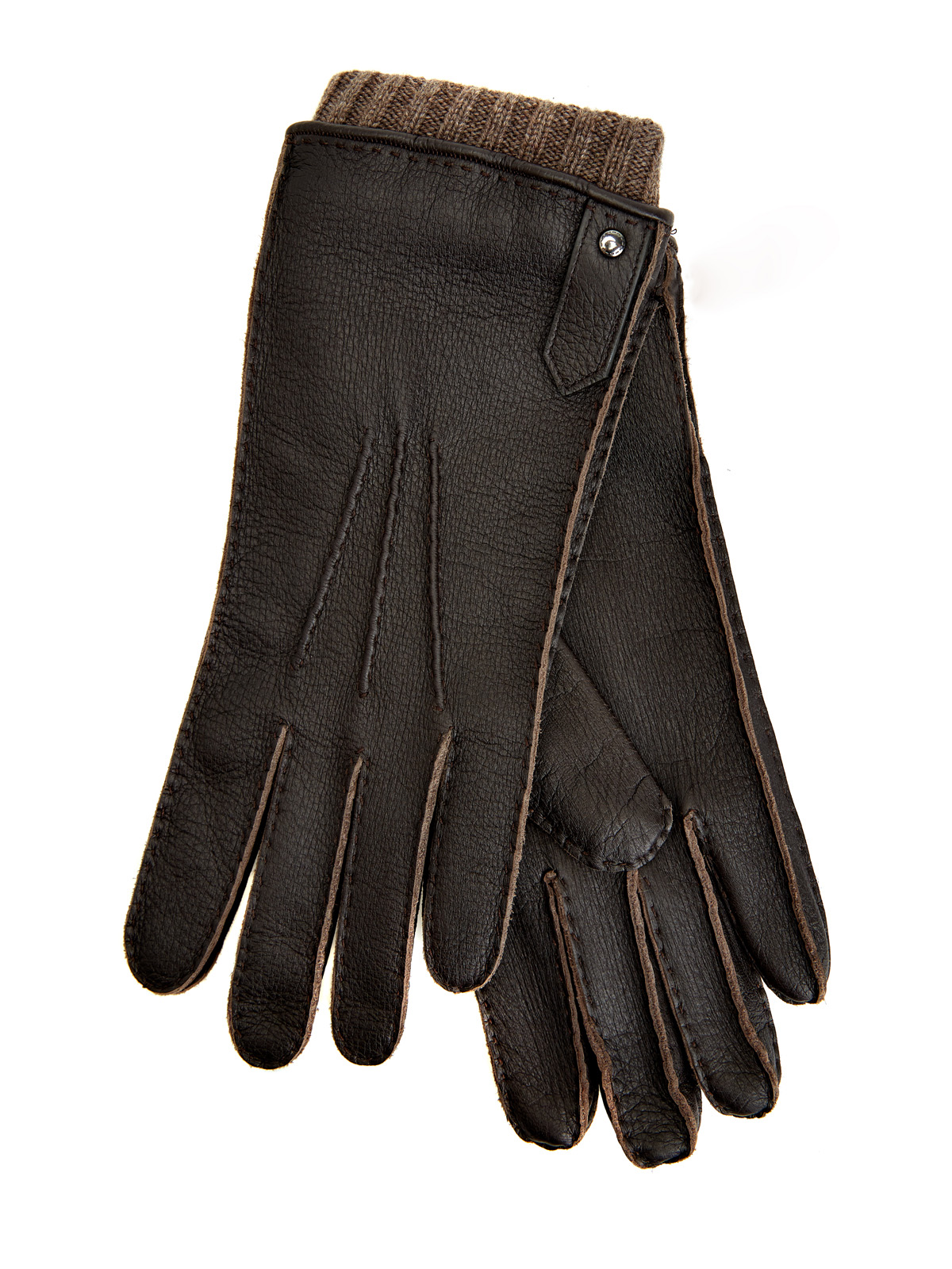 Кожаные перчатки ручной работы с отделкой из кашемира CANALI, цвет коричневый, размер M;L - фото 1